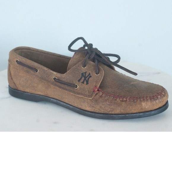 Allen Edmonds Brown Suede Boat Shoe Loafers with Black Laces